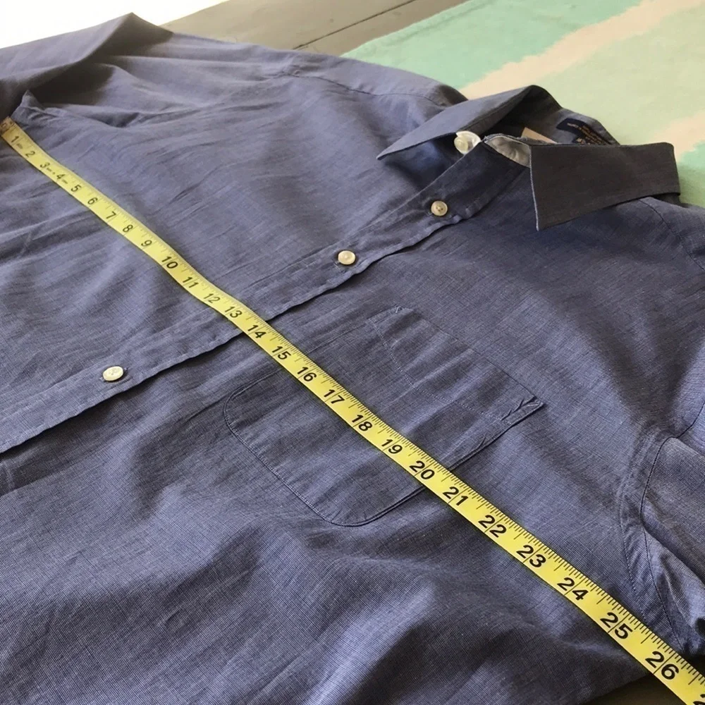 Tommy Hilfiger Blue Cotton Button Down Dress Shirt 16.5 35 - Picture 8 of 9